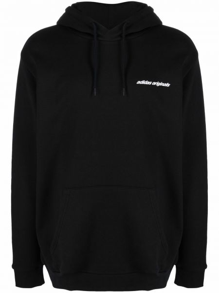 Kokvilnas kapučdžemperis ar apdruku Adidas melns