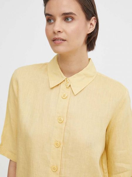 Lniana koszula United Colors Of Benetton żółta