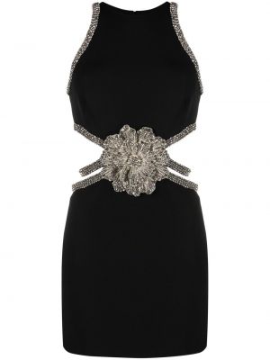 Коктейлна рокля на цветя с кристали Loulou черно