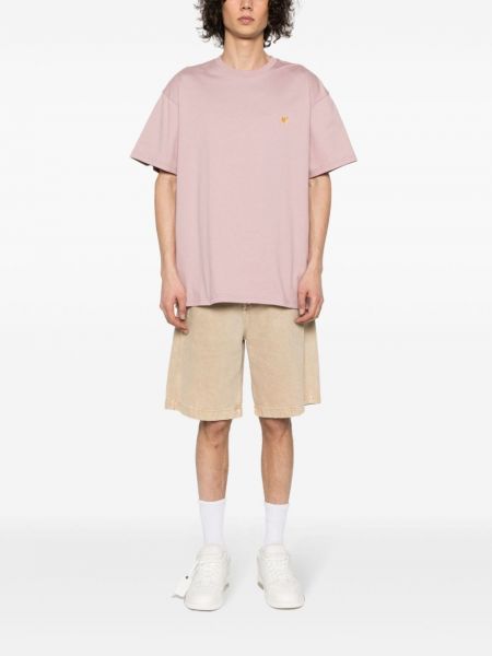 Bavlněné tričko Carhartt Wip růžové