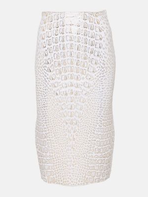 Midi sukně s vysokým pasem s potiskem s hadím vzorem Alaïa bílé