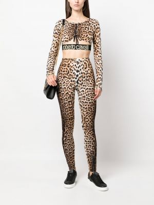 Leopardí top s potiskem Roberto Cavalli hnědý