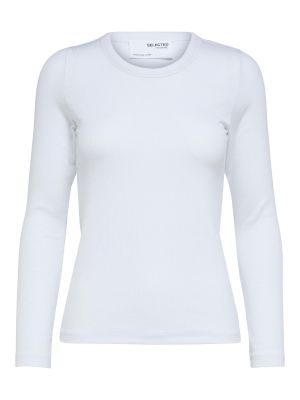 Tricou cu mânecă lungă Selected Femme alb