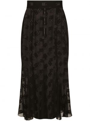 Satenska midi suknja Dolce & Gabbana crna