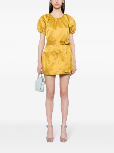 Saténové mini šaty Cynthia Rowley žluté
