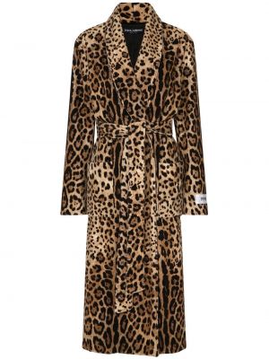 Γυναικεία παλτό με σχέδιο με λεοπαρ μοτιβο Dolce & Gabbana καφέ