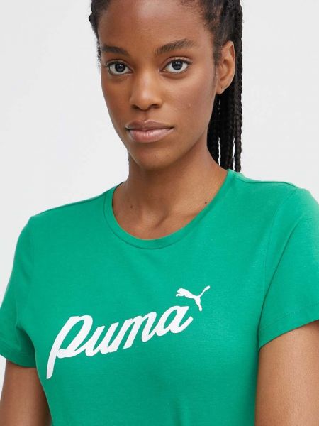 Bombažna majica Puma zelena