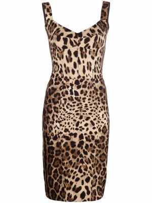 Rochie fără mâneci cu imagine cu model leopard Dolce & Gabbana negru