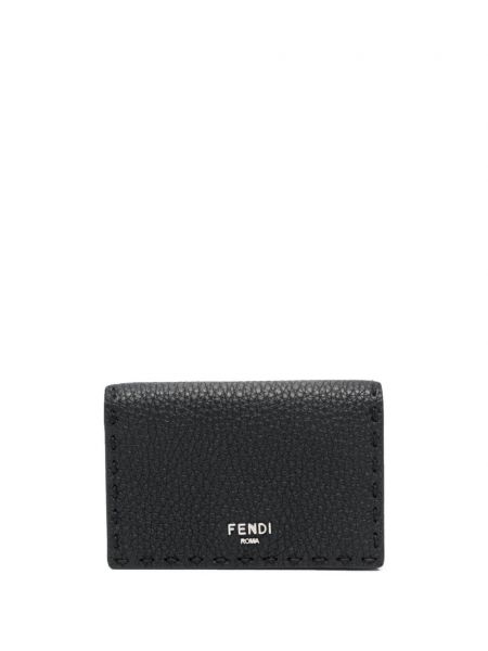 Usnjena denarnica s potiskom Fendi črna