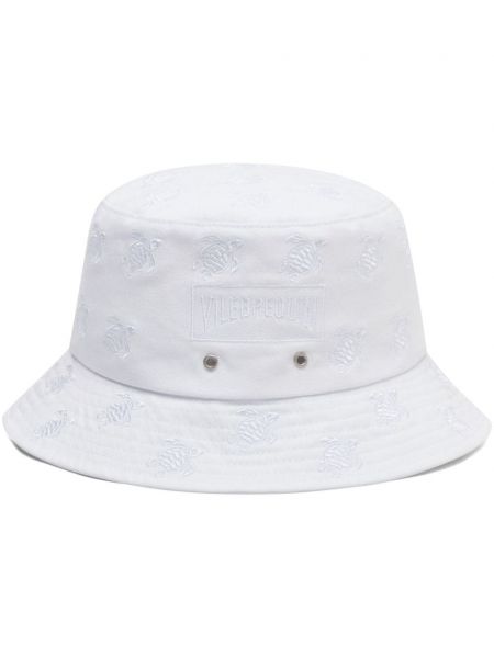 Bavlnený vedro klobúk s výšivkou Vilebrequin biela