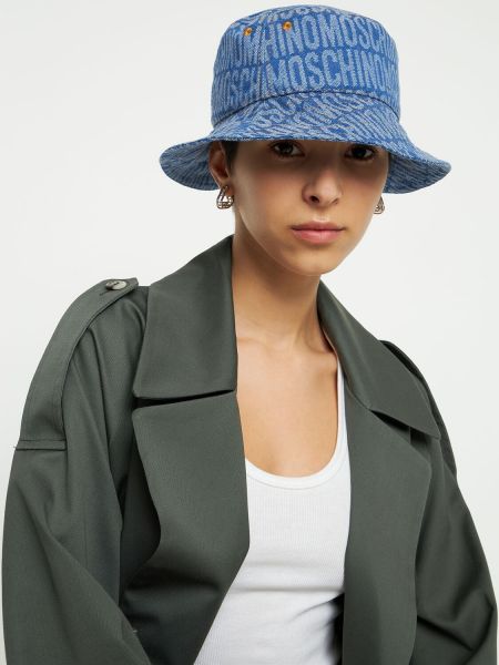 Žakárový klobouk Moschino modrý