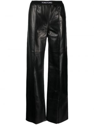 Usnjene ravne hlače Tom Ford črna
