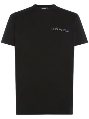 Βαμβακερή μπλούζα με σχέδιο Dsquared2 μαύρο