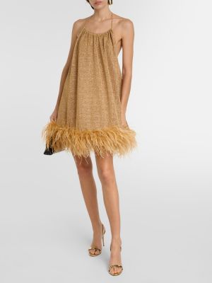 Mini vestido con plumas de plumas Oséree marrón