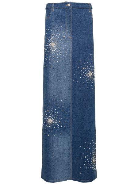 Φούστα τζιν με βαφή γραβάτας Des Phemmes μπλε