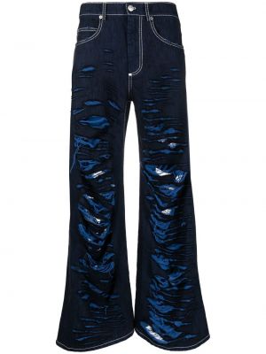 Straight fit džíny s oděrkami Marni modré