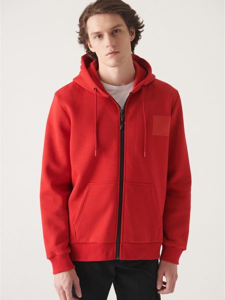 Flisas džemperis su gobtuvu Avva raudona