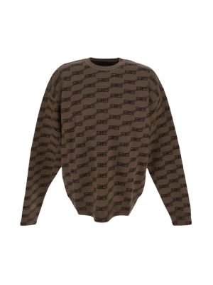 Dzianinowy sweter Balenciaga brązowy