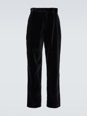Jedwabne spodnie klasyczne bawełniane The Row czarne