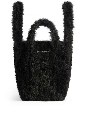Τσάντα shopper με γούνα Balenciaga μαύρο