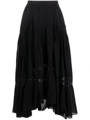 Černé midi sukně s vysokým pasem s volány Isabel Marant Etoile