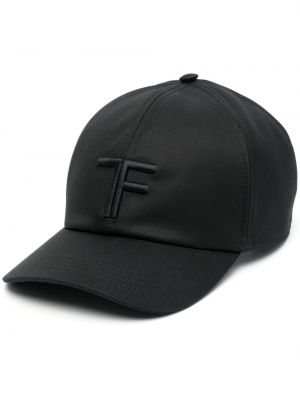 Medvilninis siuvinėtas kepurė su snapeliu Tom Ford juoda