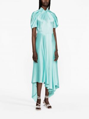 Sukienka koktajlowa asymetryczna plisowana Stella Mccartney niebieska