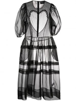 Průsvitné šaty se srdcovým vzorem Simone Rocha Černé