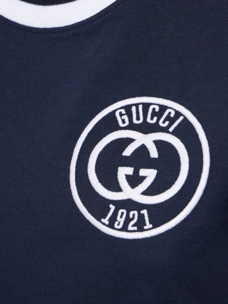 Kokvilnas t-krekls ar izšuvumiem džersija Gucci