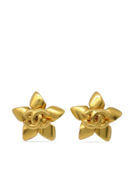Φλοράλ σκουλαρίκια Chanel Pre-owned χρυσό