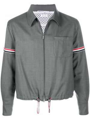 Chaqueta con cremallera a rayas Thom Browne gris