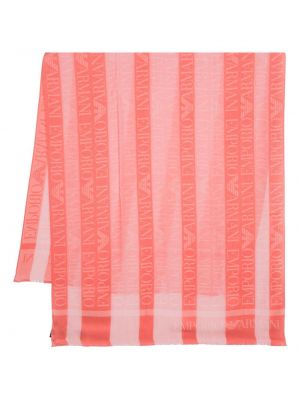 Прозрачен шал с принт Emporio Armani розово