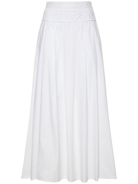 Bavlněné dlouhá sukně s výšivkou Ermanno Scervino bílé