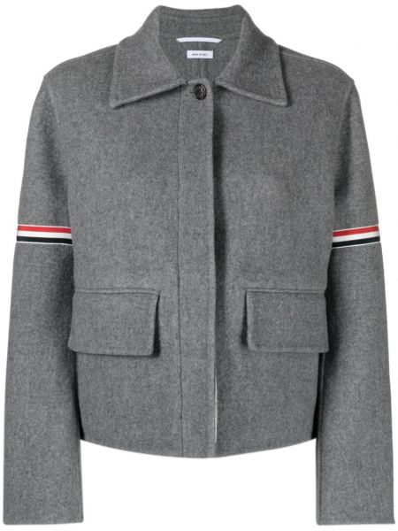 Raidallinen takki Thom Browne harmaa