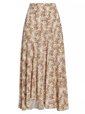 Шелковая юбка миди с абстрактным узором Isabel Marant