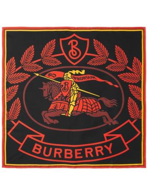 Trykt silke skjerf Burberry svart