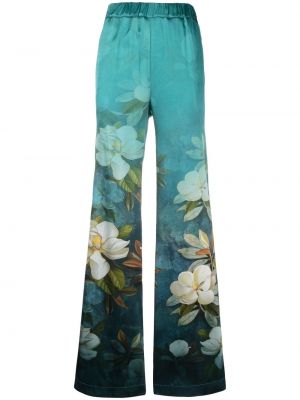 Spodnie w kwiatki z nadrukiem 813 niebieskie