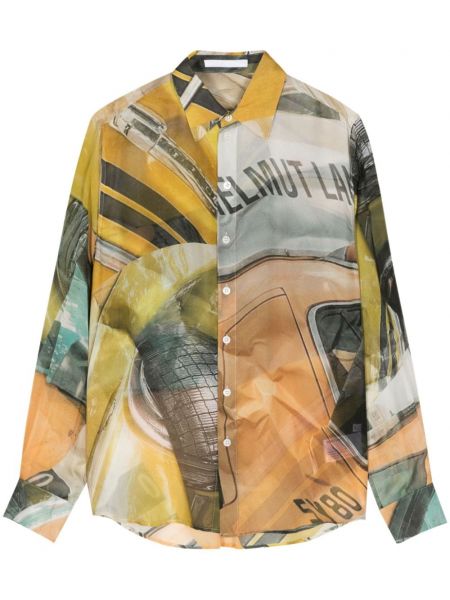 Svilena košulja s printom Helmut Lang smeđa
