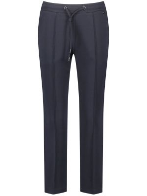 Jednofarebné bavlnené skinny nohavice s vysokým pásom Gerry Weber - tmavo modrá