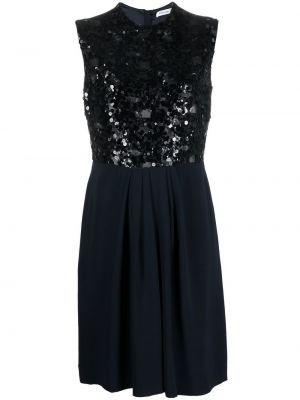 Hedvábné rovné šaty bez rukávů na zip Christian Dior - černá