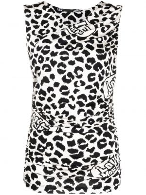 Leopardmønstret tank top med print Love Moschino