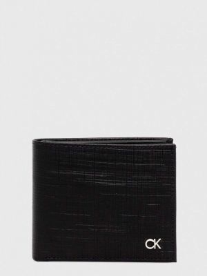 Portfel skórzany w kratkę Calvin Klein czarny