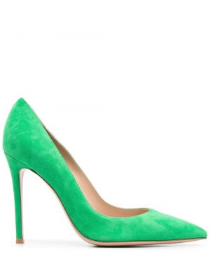 Велурени полуотворени обувки Gianvito Rossi зелено