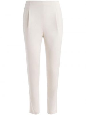 Slim fit saténové kalhoty Alice + Olivia bílé