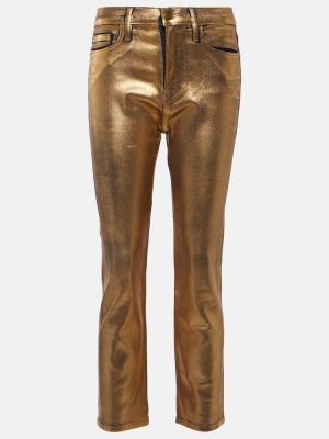 Straight fit džíny s vysokým pasem Frame zlaté