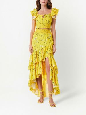 Květinové dlouhá sukně s potiskem Alice+olivia žluté