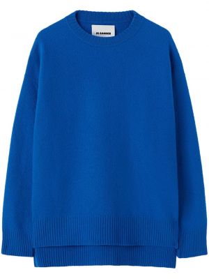 Volneni pulover z okroglim izrezom Jil Sander modra