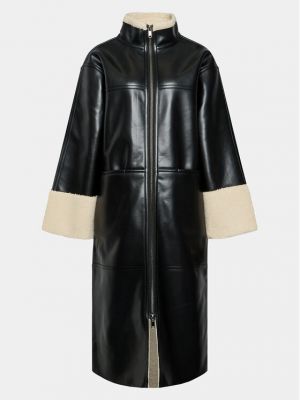 Kožená bunda z imitace kůže Moss Copenhagen černá