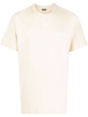 T-shirt con stampa con scollo tondo Jacquemus beige