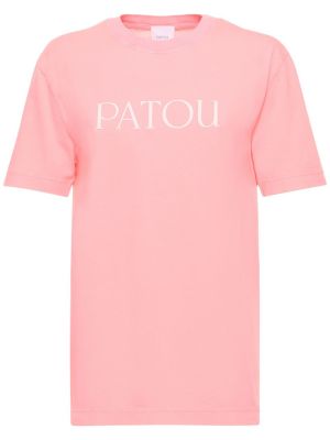 Džerzej bavlnené tričko s potlačou Patou ružová